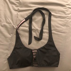 PINK black cage-front bikini top